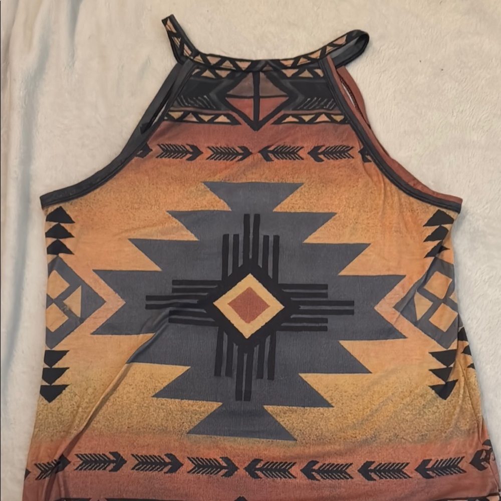Aztec Print Halter Top - Multicolor